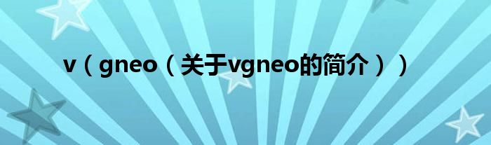 v（gneo（关于vgneo的简介））