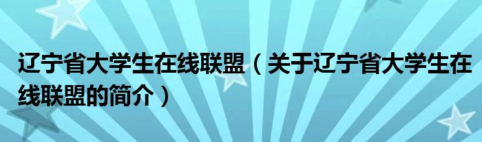 辽宁省大学生在线联盟（关于辽宁省大学生在线联盟的简介）