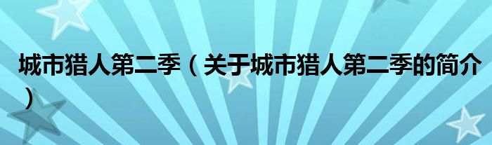 城市猎人第二季（关于城市猎人第二季的简介）