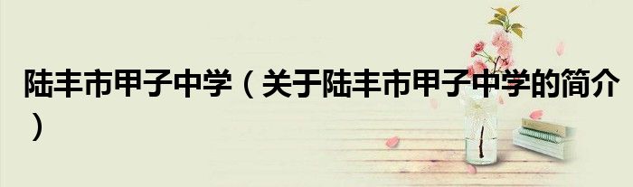 陆丰市甲子中学（关于陆丰市甲子中学的简介）