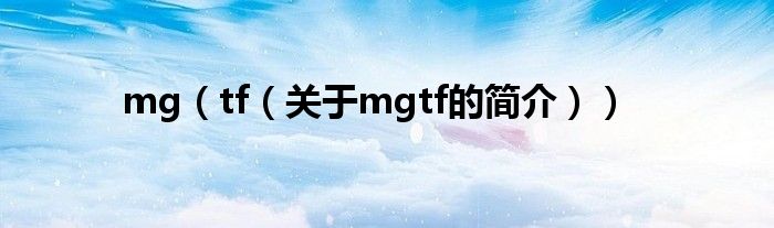 mg（tf（关于mgtf的简介））