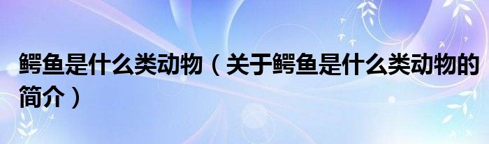 鳄鱼是什么类动物（关于鳄鱼是什么类动物的简介）
