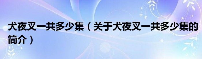 犬夜叉一共多少集（关于犬夜叉一共多少集的简介）