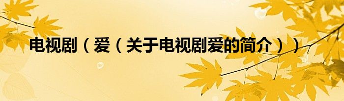 电视剧（爱（关于电视剧爱的简介））