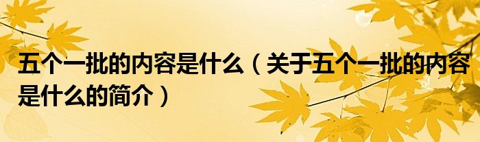 五个一批的内容是什么（关于五个一批的内容是什么的简介）