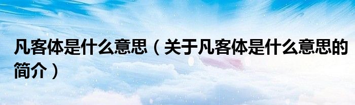 凡客体是什么意思（关于凡客体是什么意思的简介）