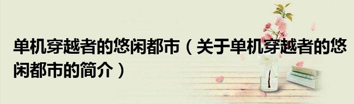 单机穿越者的悠闲都市（关于单机穿越者的悠闲都市的简介）
