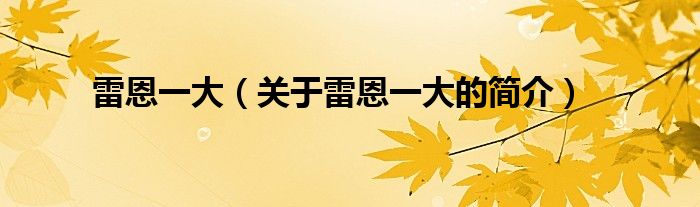 雷恩一大（关于雷恩一大的简介）