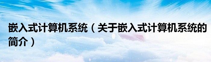 嵌入式计算机系统（关于嵌入式计算机系统的简介）