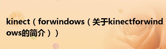 kinect（forwindows（关于kinectforwindows的简介））