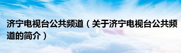 济宁电视台公共频道（关于济宁电视台公共频道的简介）
