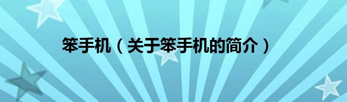 笨手机（关于笨手机的简介）