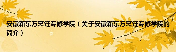 安徽新东方烹饪专修学院（关于安徽新东方烹饪专修学院的简介）