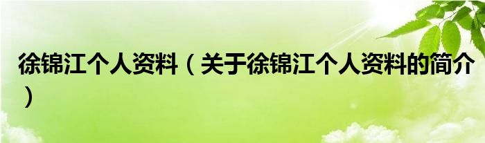 徐锦江个人资料（关于徐锦江个人资料的简介）