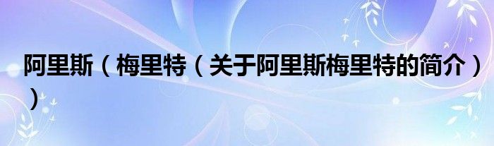 阿里斯（梅里特（关于阿里斯梅里特的简介））