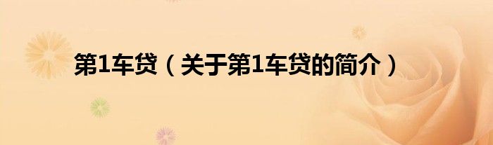 第1车贷（关于第1车贷的简介）