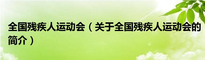 全国残疾人运动会（关于全国残疾人运动会的简介）