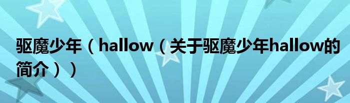 驱魔少年（hallow（关于驱魔少年hallow的简介））