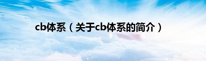 cb体系（关于cb体系的简介）