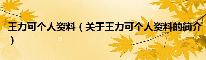 王力可个人资料（关于王力可个人资料的简介）