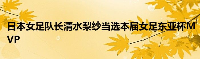 日本女足队长清水梨纱当选本届女足东亚杯MVP