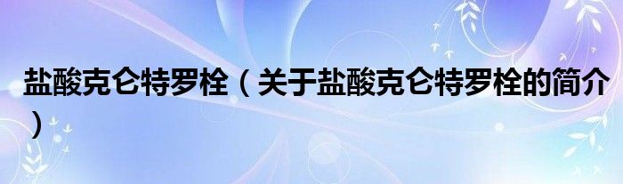 盐酸克仑特罗栓（关于盐酸克仑特罗栓的简介）