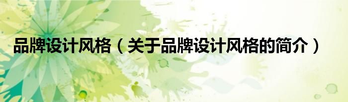 品牌设计风格（关于品牌设计风格的简介）