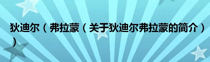 狄迪尔（弗拉蒙（关于狄迪尔弗拉蒙的简介））