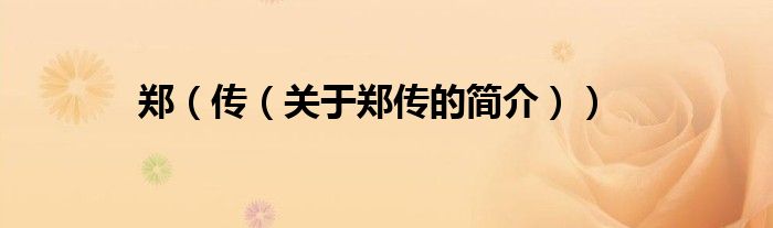 郑（传（关于郑传的简介））