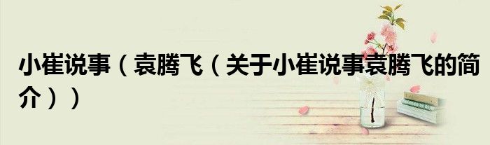 小崔说事（袁腾飞（关于小崔说事袁腾飞的简介））