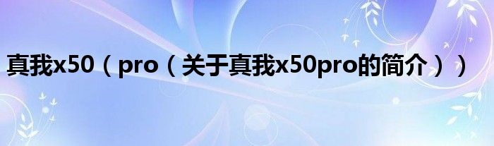 真我x50（pro（关于真我x50pro的简介））