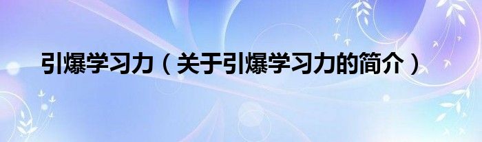 引爆学习力（关于引爆学习力的简介）