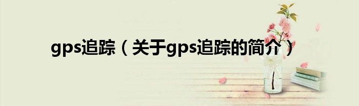 gps追踪（关于gps追踪的简介）