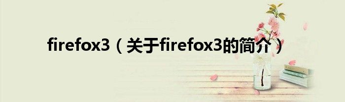 firefox3（关于firefox3的简介）