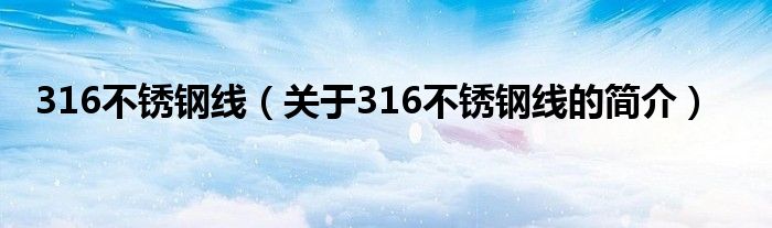 316不锈钢线（关于316不锈钢线的简介）