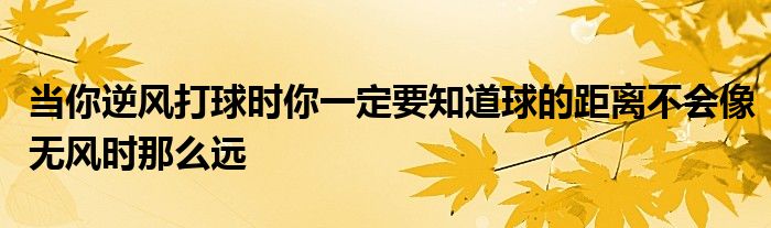 当你逆风打球时你一定要知道球的距离不会像无风时那么远