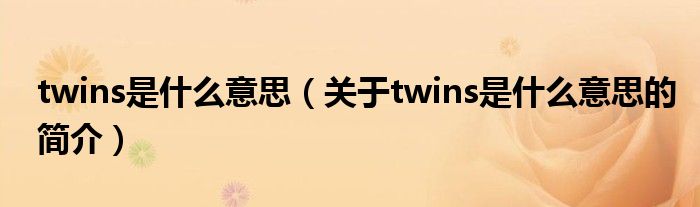 twins是什么意思（关于twins是什么意思的简介）