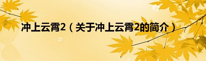 冲上云霄2（关于冲上云霄2的简介）