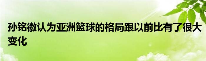 孙铭徽认为亚洲篮球的格局跟以前比有了很大变化