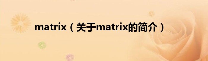 matrix（关于matrix的简介）