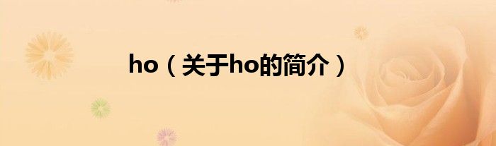 ho（关于ho的简介）