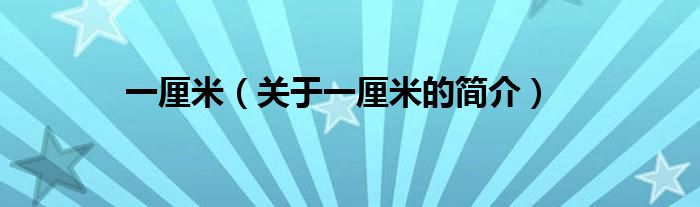 一厘米（关于一厘米的简介）