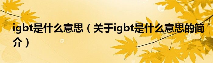 igbt是什么意思（关于igbt是什么意思的简介）