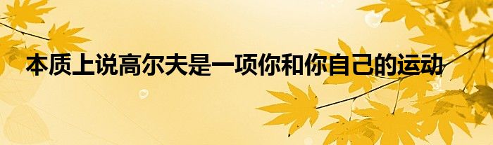 本质上说高尔夫是一项你和你自己的运动