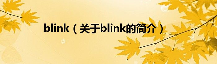 blink（关于blink的简介）