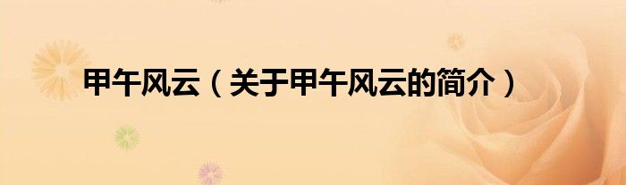 甲午风云（关于甲午风云的简介）