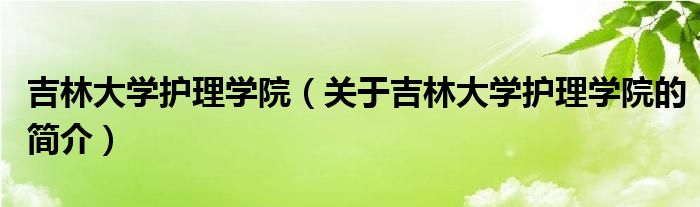 吉林大学护理学院（关于吉林大学护理学院的简介）