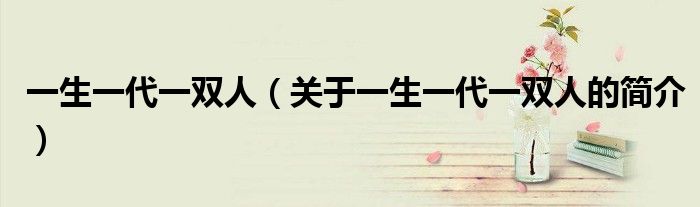 一生一代一双人（关于一生一代一双人的简介）