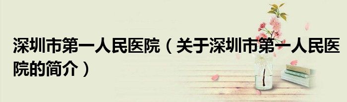 深圳市第一人民医院（关于深圳市第一人民医院的简介）