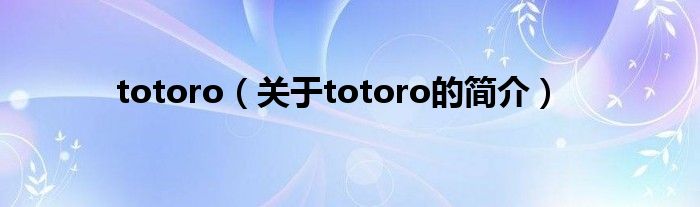 totoro（关于totoro的简介）